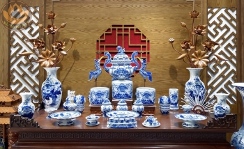 Bộ Đồ Thờ Trường Phúc Men Lam – Vẻ Đẹp Truyền Thống, Phúc Lộc Vẹn Toàn