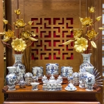 Bộ Đồ Thờ Ngũ Long Nổi – Men Lam Vàng Kim | Bảo Hộ Linh Thiêng – Vượng Khí Trường Tồn