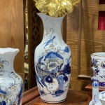 Bộ Đồ Thờ Lộc Phát Sen  Men Lam Vàng Kim