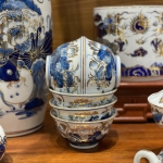 Bộ Đồ Thờ Lộc Phát Sen  Men Lam Vàng Kim