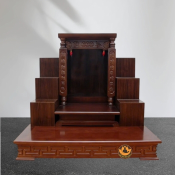 Ban Thờ Thần Tài Thổ Địa Mái Bằng Đương Đại Trụ Chữ