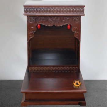 Ban Thờ Thần Tài Thổ Địa Hiện Đại Mái Bằng, Gỗ Xoan Màu Óc Chó