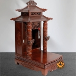 Bàn Thờ Ông Thần Tài Thổ Địa Cổ Tự Song Long 8 Mái, Gỗ Lát Sapelli Màu Cánh Gián