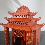 Ban Thờ Thần Tài Thổ Địa Song Long Cổ Tự 12 Mái , Gỗ Hương Màu Cánh Gián