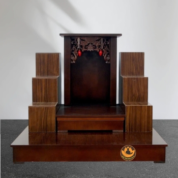 Ban Thờ Thần Tài Thổ Địa Mái Bằng Chân Trơn Veneer