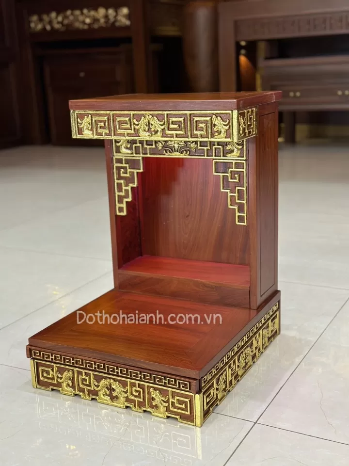 Ban Thần Tài Zích Zắc Gỗ Hương Dát Vàng Đẹp, Sang Trọng, Cao Cấp