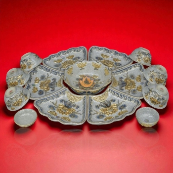 Bộ Đồ Ăn Men Rạn Vàng Kim