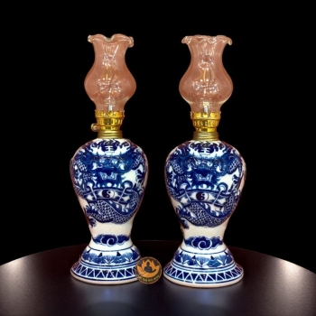 Đèn Bầu Nổi Vẽ Tay Men Lam