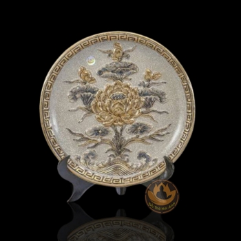 Mâm Bồng Sen Men Rạn Vàng Kim