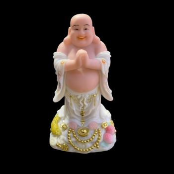 Tượng Di Lặc Đá Đứng Thạch Anh Đài Loan Trắng 40cm