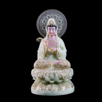 Tượng Phật Quan Thế Âm Bồ Tát Tọa Đài Sen Xanh Ngọc