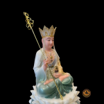 Tượng Địa Tạng Ngồi Đá Sơn Áo Xanh 12''