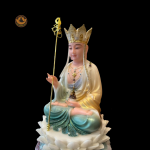 Tượng Địa Tạng Ngồi Đá Sơn Áo Xanh 12''