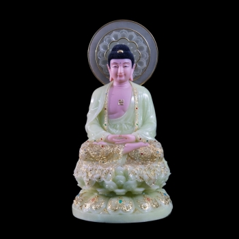 Tượng Phật A Di Đà Tọa Đài Sen Xanh Ngọc