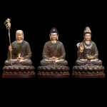 Bộ tượng Phật ta bà tam thánh đá xanh rêu cao cấp