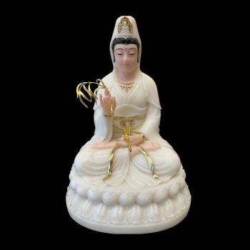 Tượng Quan Âm Đế To Đá Hồng 12''