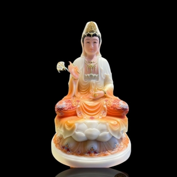 Tượng Quan Âm Ngồi Đá Sơn Cam 16p
