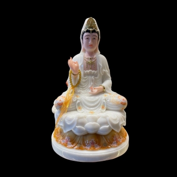 Tượng Quan Âm Ngồi Đá Sơn Viền Hoa