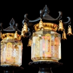 Đèn điện pha lê mái chùa trụ vuông