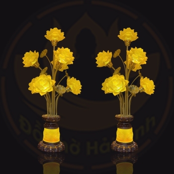 Đèn Lưu Ly 7 Bông Hoa Sen Thân Ấn Phật