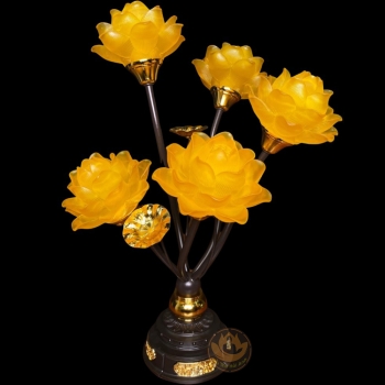 Đèn sen Lưu ly 5 bông ngũ sắc