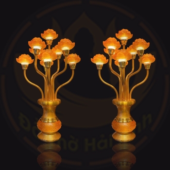 Đèn Sen Hổ phách lưu ly 9 Bông nhỏ