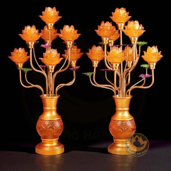 Đèn Lưu Ly 9 Bông Sen Cao Cấp Nhập Khẩu – Sang Trọng, Tâm Linh