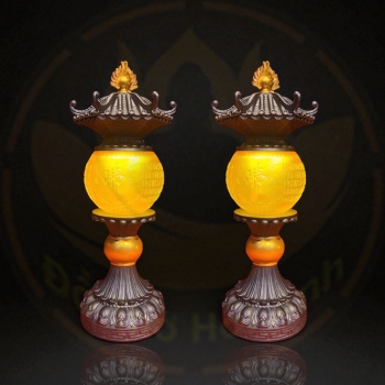Đèn Lưu Ly Mái Chùa Chữ Phật – Sang Trọng & Trang Nghiêm Cho Bàn Thờ