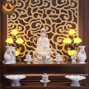 Combo Bàn Thờ Phật Trắng Kim Nổi