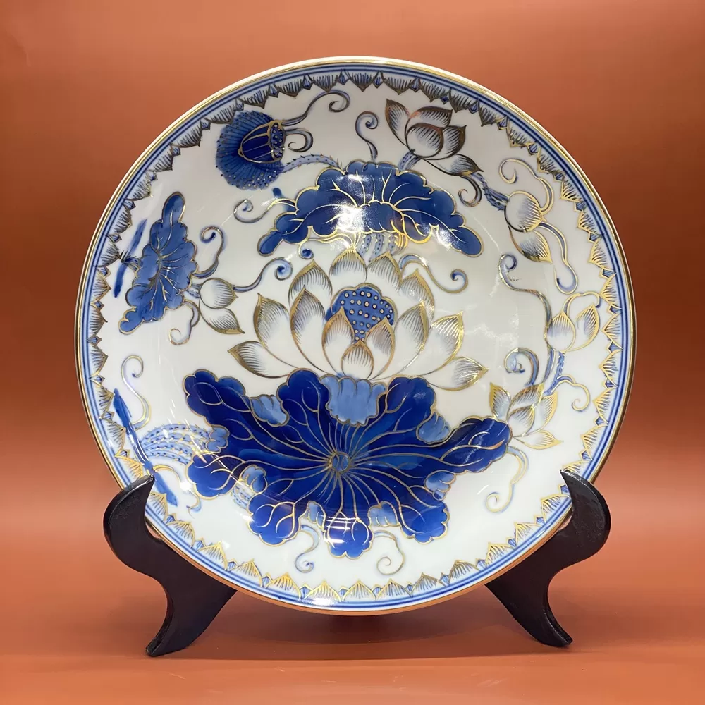 Mâm Bồng Sen Vàng Kim Men Lam