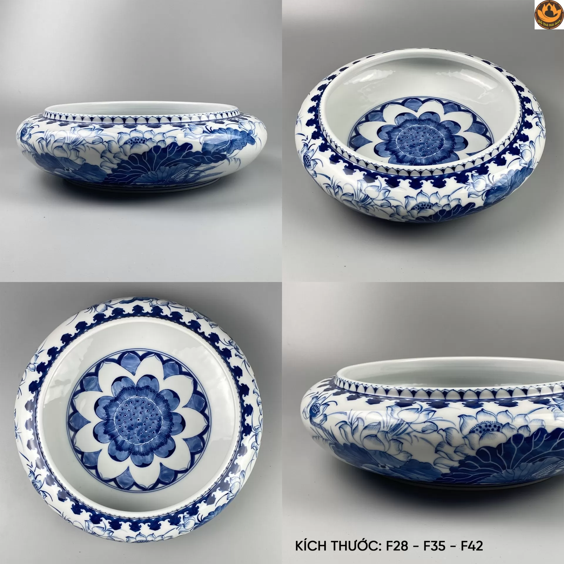 Bát Thả Hoa Sen Men Lam M2