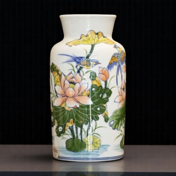 Bình cắm hoa sứ trắng hoa sen