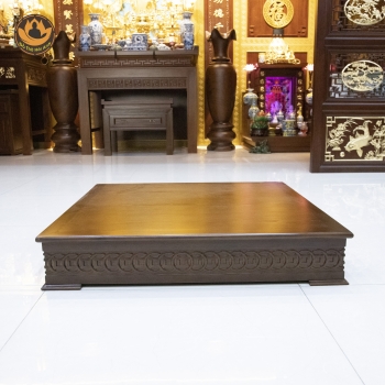 Kệ kê họa tiết đồng xu gỗ xoan màu óc chó