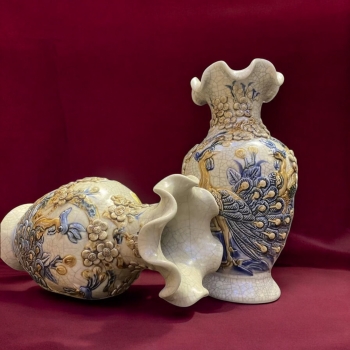 Lọ Hoa Miệng Loe Công Đào Men Rạn