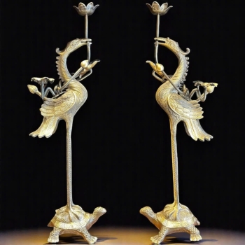 Hạc Đồng Cạo 2 Công Nghệ Màu Giả Cổ 45cm ,  50cm , 60cm