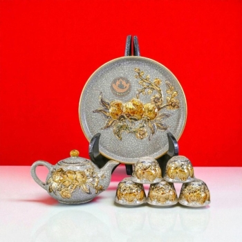 Bộ Dâng Trà Men Rạn Vàng Kim