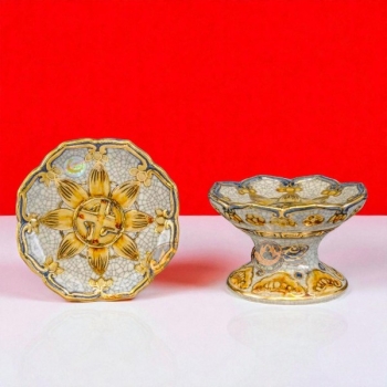 Khay Trầu Men Rạn Vàng Kim