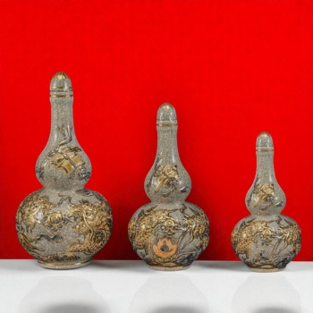 Nậm Rượu Rồng Men Rạn Vàng Kim