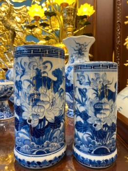 Ống Hương Sen Phú Qúy Men Lam