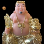 Tượng Tài Địa đá dát vàng kim đính ngọc cao cấp , chiêu tài tiến bảo