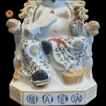 Tượng Tài Địa sứ Gấm Trắng Phú Qúy Phát Tài , Chiêu Tài Tiến Bảo