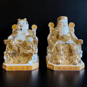 Tài địa sứ trắng vàng kim dát vàng Tài Lộc , Phú Qúy , Chiêu lượng .