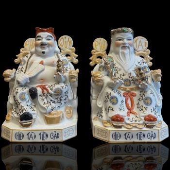 Tượng Tài Địa sứ Gấm Trắng Phú Qúy Phát Tài , Chiêu Tài Tiến Bảo